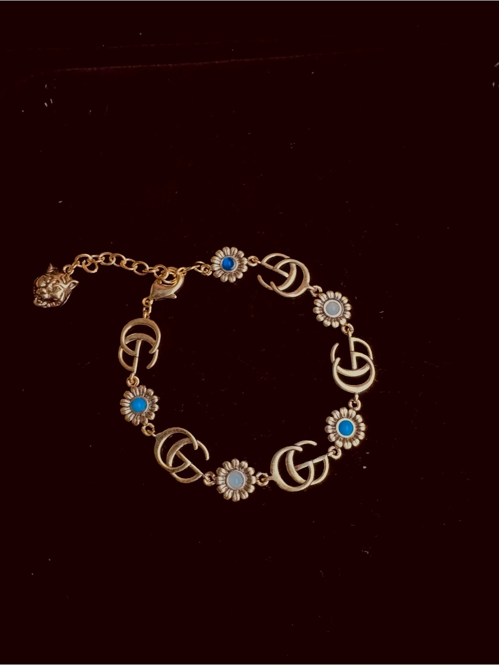 Fashion Jewelry Gold-Tone Floral Bracelet with Turquoise Accent - Picture 8 of 9